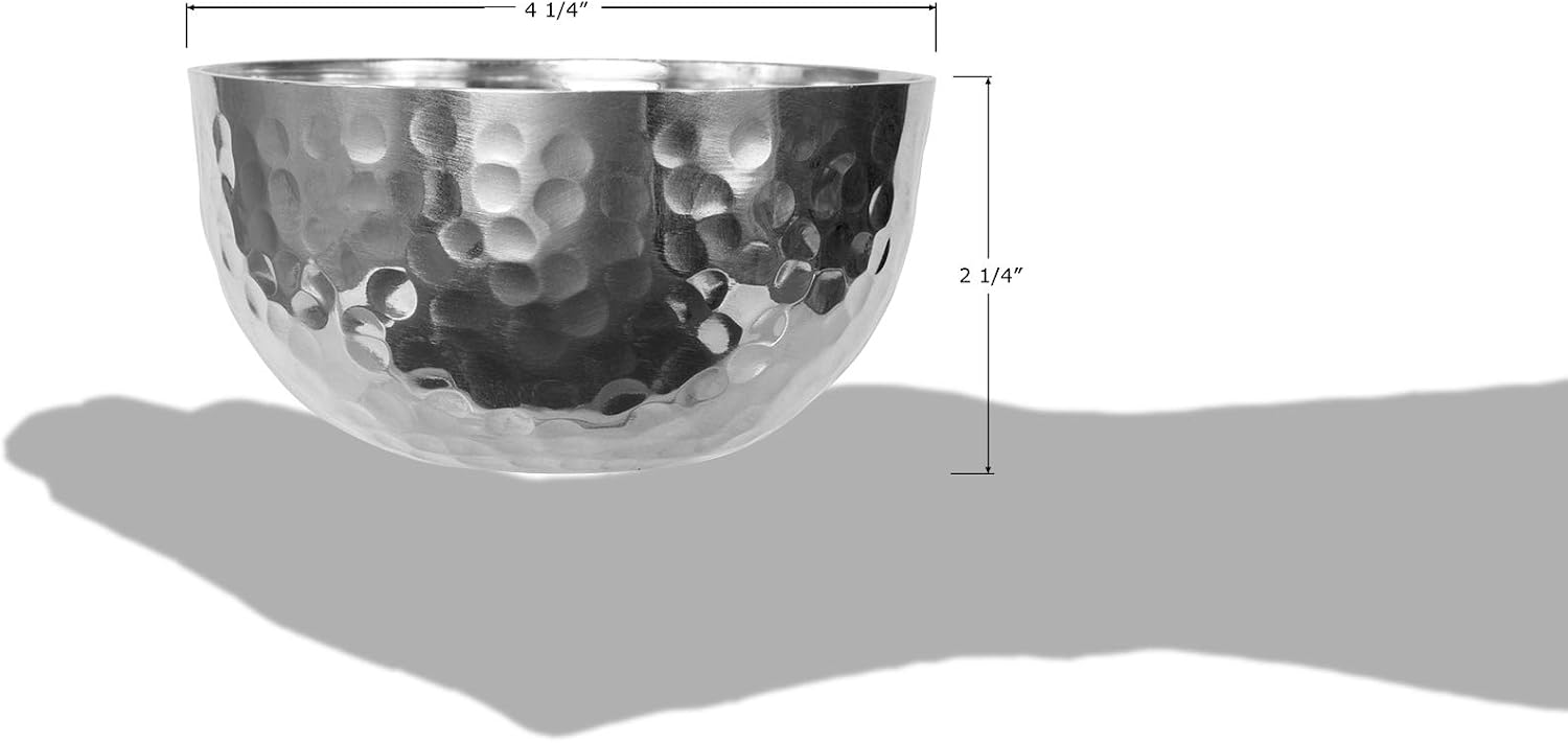 4" Round Hammered Aluminum Decorative Bowl / 4 Inches / Silver