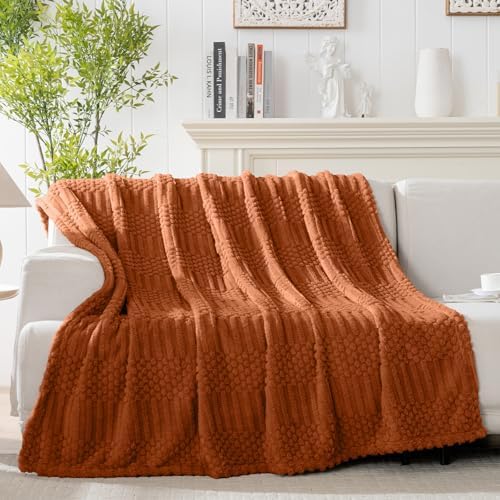 4 Pc Boho Throw Blanket - Soft & Fluffy Fleece, Neutral Tan Color, Cute & Aesthetic, Perfect for Sofa, Couch, Chair