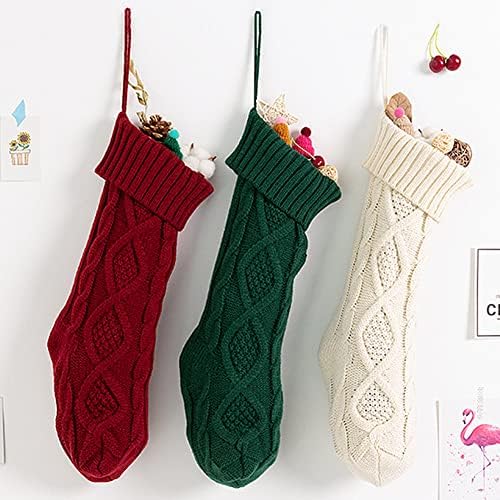 Nanou 18” Knitted Christmas Stockings, 1 Pack, Green