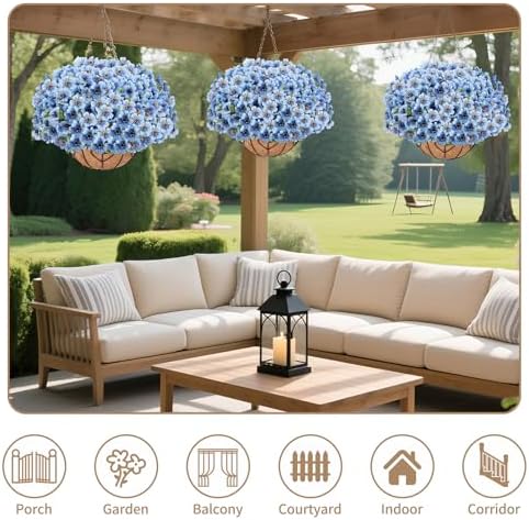 Artificial Hanging Flower for Outdoors(Blue)
