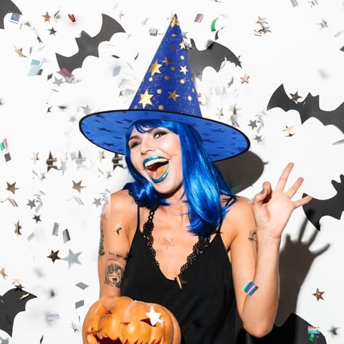 Newcotte 16 Pieces Witch Hats Halloween Costumes for Women Men Modern Witch Hats Fancy Dress Party Decorations