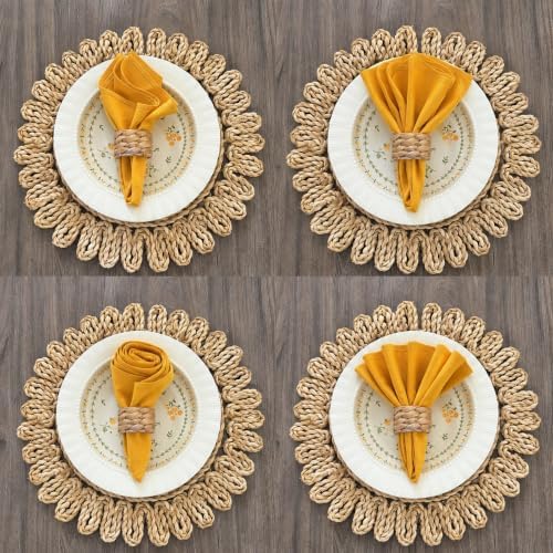 Set 6 Water Hyacinth Napkin Rings, Handwoven by Laquedecraft