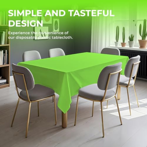 6 Pack Premium Disposable Plastic Tablecloth 54" x 108" Party Table Cloths Disposable for 6 to 8 Foot Tables Indoor or Outdoor Birthdays Weddings Christmas Anniversary Buffet Table (Green)