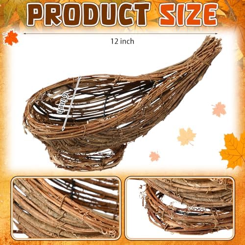 Dandat 12 Inch Thanksgiving Cornucopia Basket Horn of Plenty Centerpieces