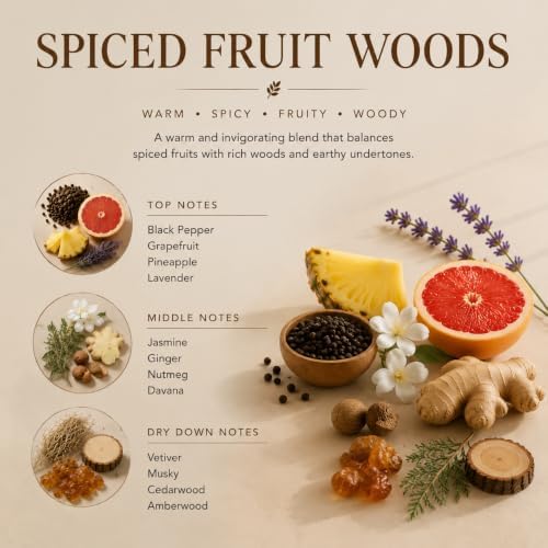 Airkeep Reed Diffuser Set,3.38 fl oz (100 ml) - Spiced Fruit Woods Oil Diffusers with 8 Reed Sticks, Home Fragrance