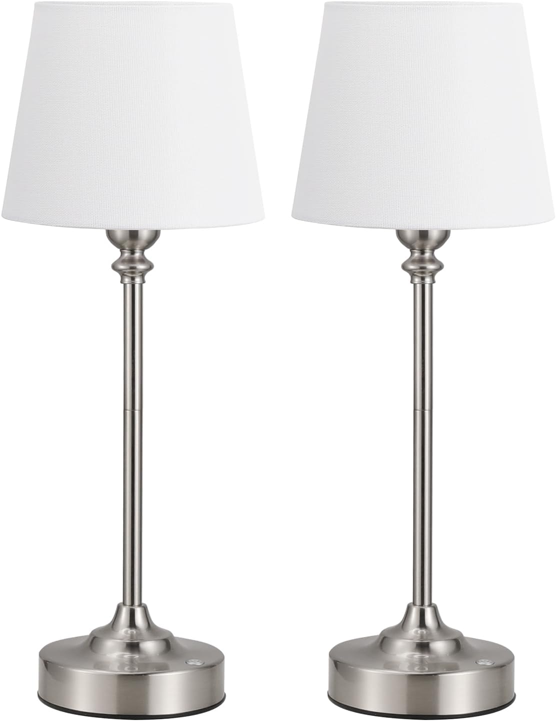 Kakanuo Cordless Table Lamps Rechargeable Set - 2 Pack Silver 4000mAH Battery Operated Lamps for Decor, 3000K Stepless