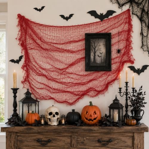 Set of 5 Red Halloween Gauze Creepy Cloth Fabric Tapestry Decor Decoration