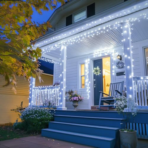 JMEXSUSS 99 Ft 300 LED White Christmas Lights Indoor String Lights Plug in