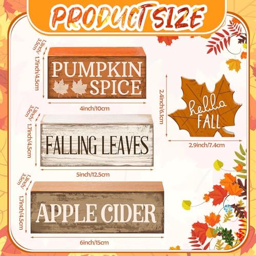 Moucuny 4 Pcs Fall Decor Wooden Maple Leaf Decoration Thanksgiving Decor