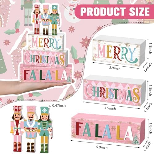 Yousoontic 4 Pcs Christmas Pastel Nutcracker Rustic Farmhouse Decor