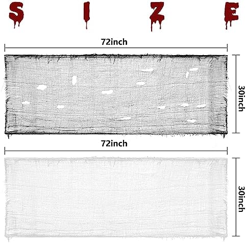 Alpurple 10 Pcs Halloween Creepy Cloth, 30 x 72 Inch Scary Spooky Fabric Cloth, Freaky Loose Weave Creepy Gauze for Halloween Party Decoration (5 Black + 5 White)