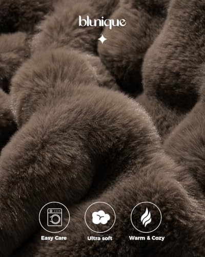 Ultra Soft Cozy Faux Fur Throw Blanket, Fuzzy Plush Thick Bubble Blanket, Oversize Luxury Fluffy Blanket for Couch