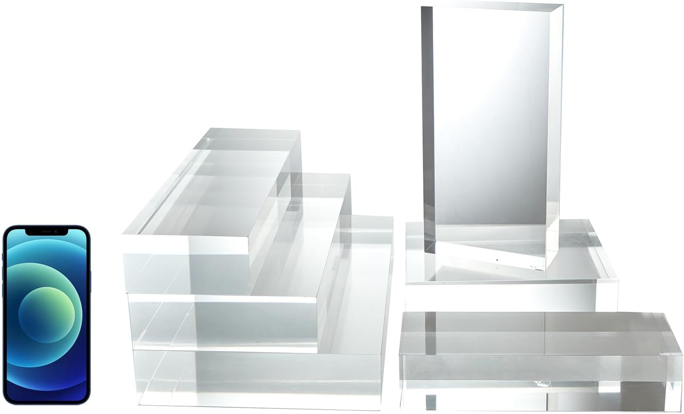 CiaoHER 2in Solid Acrylic Cube Display Block, 2" x 4" x 12" | Clear Polished, Pedestal Stand Riser, Solid Base, 1 Pack