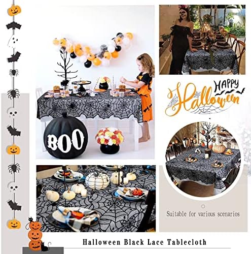 Halloween Tablecloths Black Lace Tablecloth 2 Pack 54x72 inch Spider Cobweb