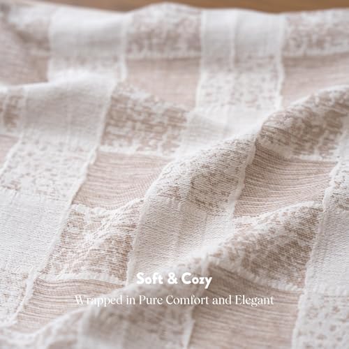 Decorative Neutral Throw Pillow Covers Farmhouse Pillow Covers Cotton Check / Taupe Check / 18 x 18