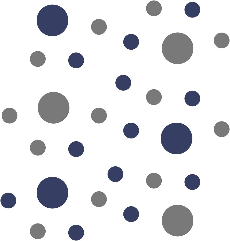 /Grey Vinyl Wall Stickers / 30 Decals / Navy Blue / 4 Inch