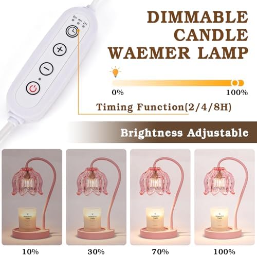 Funistree Flower Candle Warmer Lamp with Timer, Dimmable Candle Lamp Warmer, Christmas Birthday Gifts for Women Mom
