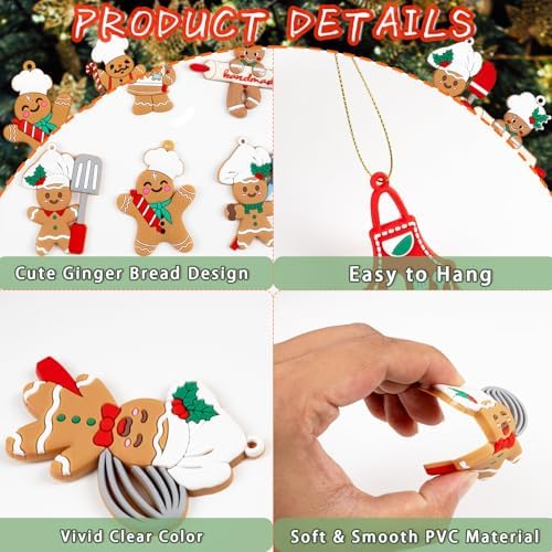 12pcs Gingerbread Christmas Decoration for Tree - Cooking Gingerbread Man Ornaments Christmas Hanging Decor for Xmas Tree Home Kitchen Decor Party Supplies