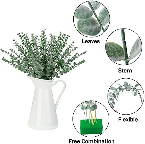 FEQO 36 Pcs Green Artificial Eucalyptus Stems 15" Faux Eucalyptus Branches