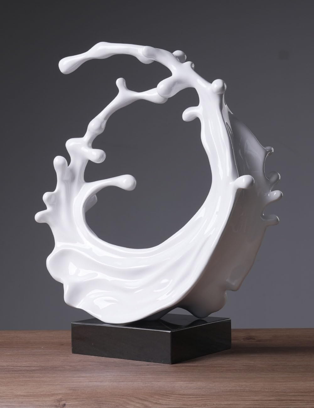 Abstract Sculpture Decor Modern Art Gift Sea Wave Figurine Table Centerpiece Statue / White