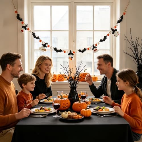 DN DECONATION Halloween Garland for Mantle, Ghost Bat Decor for Wall Party
