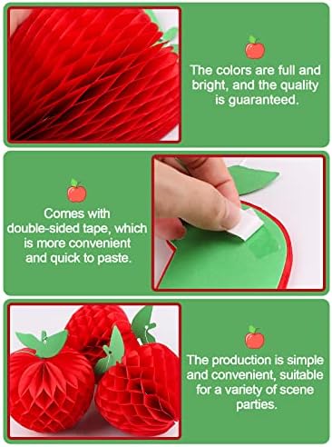 10 Packs Honeycomb Tissue Paper Apple Kalolary Back to School Hanging Apple