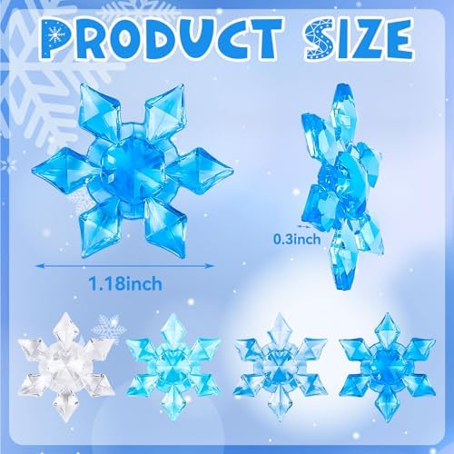 120Pcs Winter Vase Filler Acrylic Snowflake Ornaments Crystals Gem