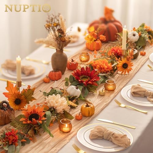NUPTIO Fall Garland with Sunflower Pumpkin: 6ft Fall Decor for Thanksgiving