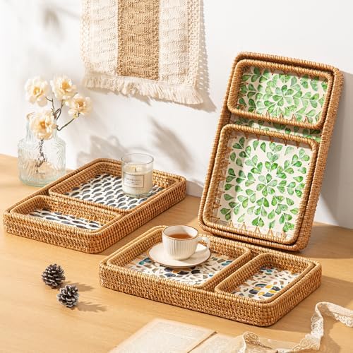 Coastal Wicker Serving Tray / Fish / Natural / Set of 3