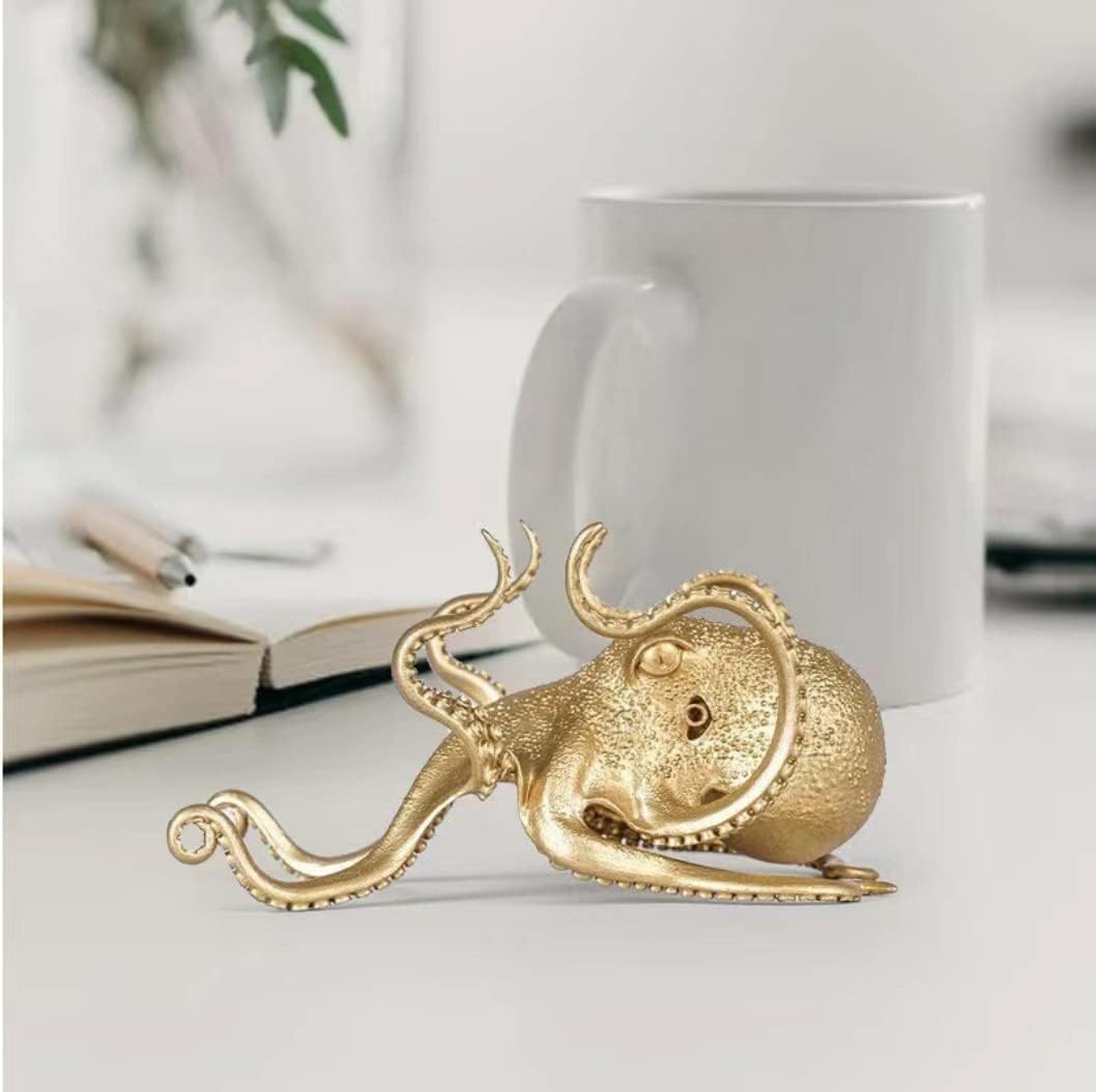 Metal Octopus Cuttlefish Figurines Statue Desk Stand for Phone Bracket Pen Spectacles / Sliver