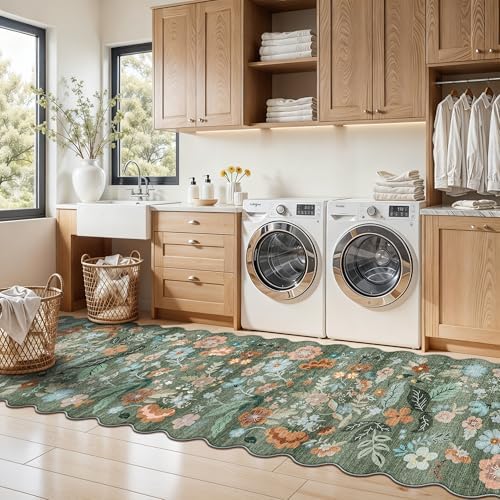 Washable 2x8 Hallway Runner Rug: Water-Resistant Kitchen Rug Soft Bedroom Carpet Non-Slip Indoor Hardwood Floor Mat for