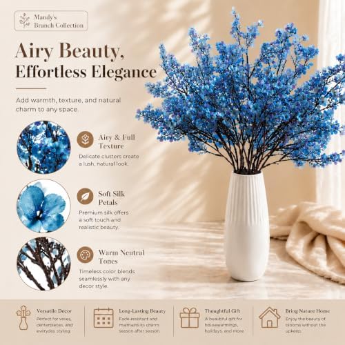 Mandy's 6 Bundles Artificial Royal Blue Baby’s Breath Flowers