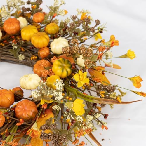 24 Inches Fall Wreath Fall Wreaths for Front Door Autumn Wreath