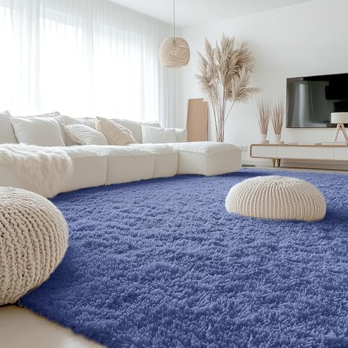 OLANLY 9x12 Machine Washable Large Area Rugs for Living Room, Bedroom, Soft Fluffy Shaggy Bedside Rug, Indoor Floor