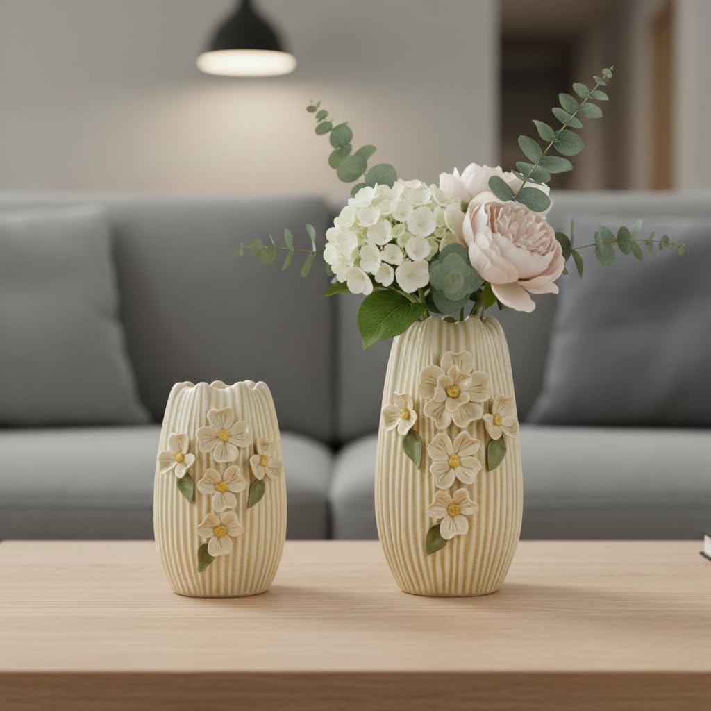 Ceramic Vase / Modern Centerpiece Vases Home Decor / Yellow / 9 Inch