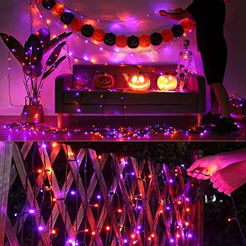 Joomer Orange Purple Halloween Lights, 174FT 500LED Plugin Non-Connectable