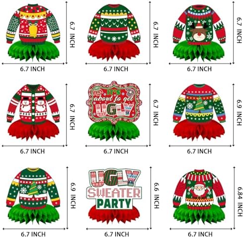 Christmas Ugly Sweater Party Decorations Honeycomb Centerpiece