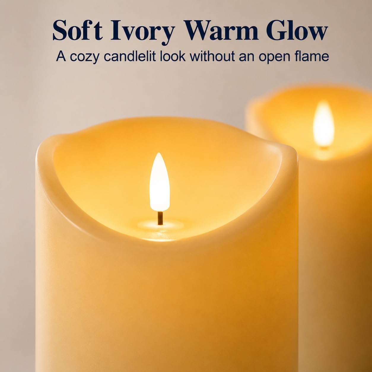 Outdoor Pillar Candles Battery Operated, 9 X 4 Inch Set of 2 | Waterproof Flameless Candles with Remote Candles for