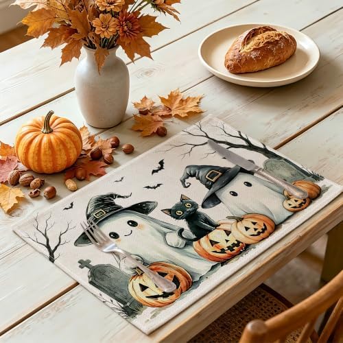 Place Mats Set of 4 12x18 inch (Ghost, 12"x18")