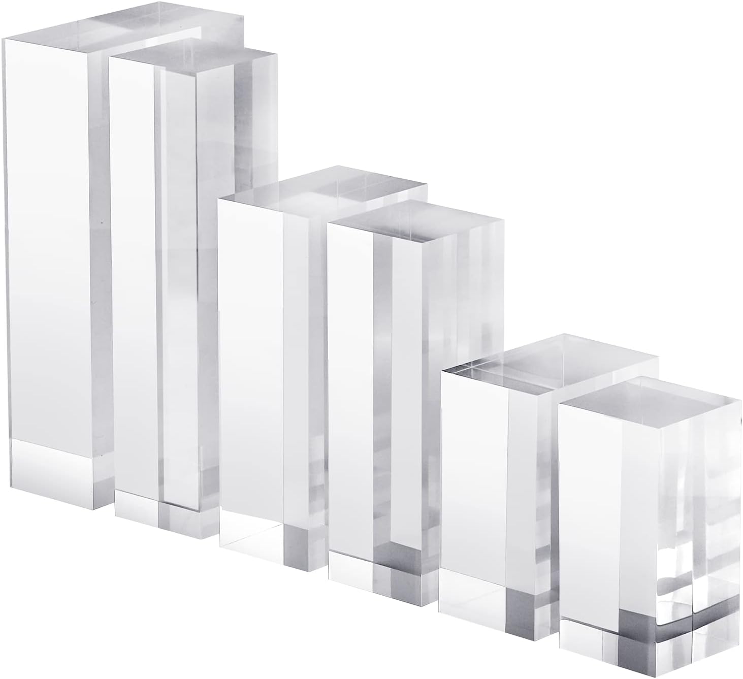 CiaoHER 2in Thickness Solid Acrylic Cube Display Block 2" x 4" x 6" | Clear Polished, Pedestal Stand Riser, Solid Base