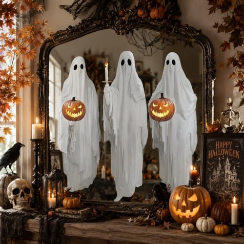 34" Halloween White Ghost Window Mirror Cling Decal Decorations Extra Large
