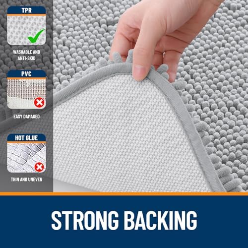 OLANLY Bathroom Runner Rugs 44x24, Extra Soft Absorbent Chenille Bath Rugs