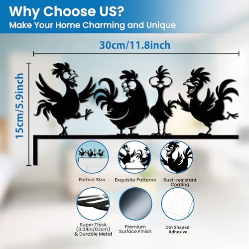 CUTHOLLOW Funny Rooster Door Topper Sign Metal Wall Art Decor
