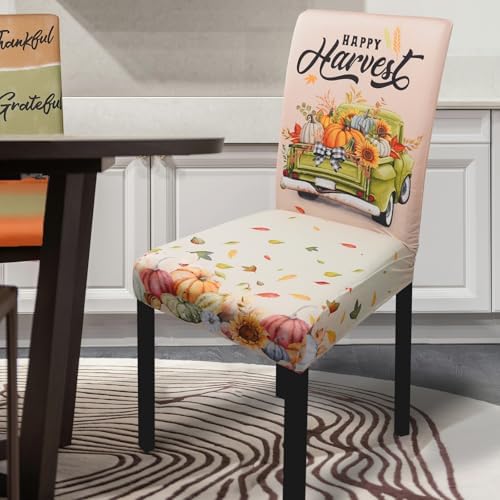 Thanksgiving Chair Covers Set of 6 Fall Dining Chair Covers for Party Kitchen Removable Seat Cover for Chairs Thanksgiving Decorations Indoor