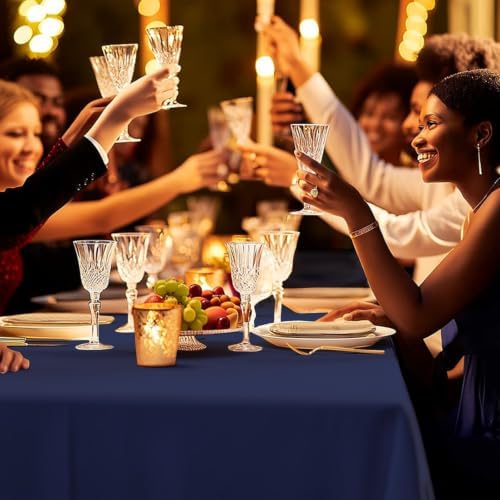 6 Pack Premium Disposable Plastic Tablecloth 54" x 108" Party Table Cloths Disposable for 6 to 8 Foot Tables Indoor or Outdoor Parties Birthdays Weddings Christmas Anniversary Buffet Table (Blue)