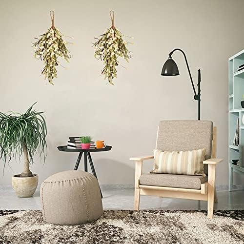 Ochine 25 Inch Autumn Fall Harvest Wheat Ears Swag Farmhouse Decorative Floral Swag Garland for Home Front Door Wall Thanksgiving Halloween Decorations