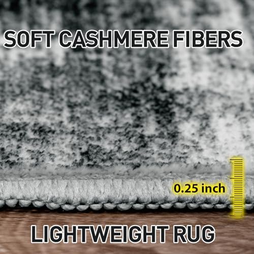 9x12 Area Rugs for Living Room: Washable Abstract Black Badroom Carpet