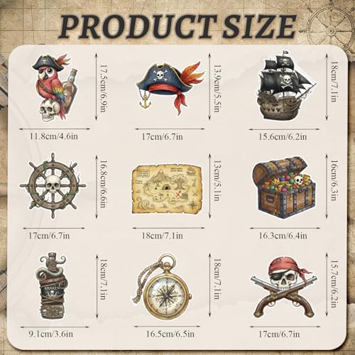 Pirate Hanging Swirls, 36Pcs Pirate Treasure Ceiling Streamers Captain Hat Skull Hanging Decorations for Pirate Themed Party Supplies