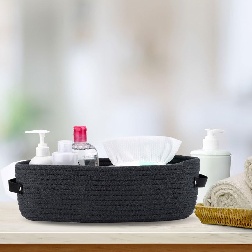 Nursery Basket / Home Decor Organizing Small Baskets / Dark Gray / 13 x 5.9 x 4