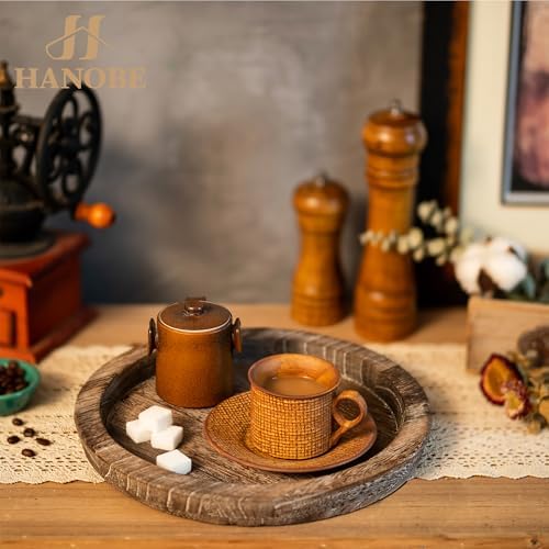 Rustic Wooden Serving Tray / Brown-2pc / Set of 2